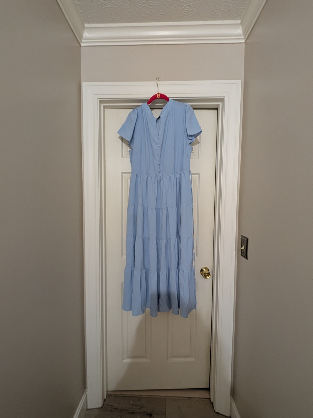 PrettyLittleThing Light Blue Tiered Maxi Dress